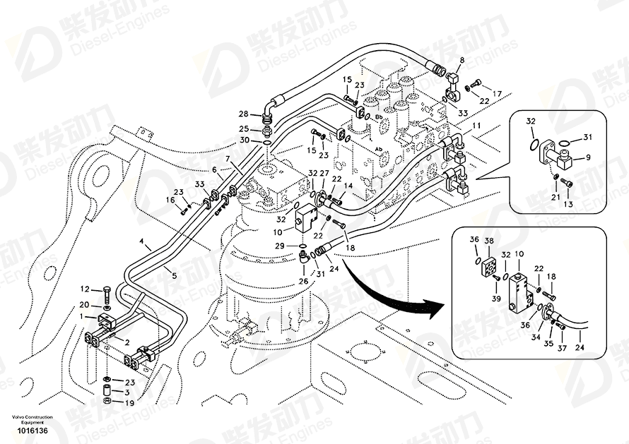 VOLVO Hose assembly 14880543 Drawing