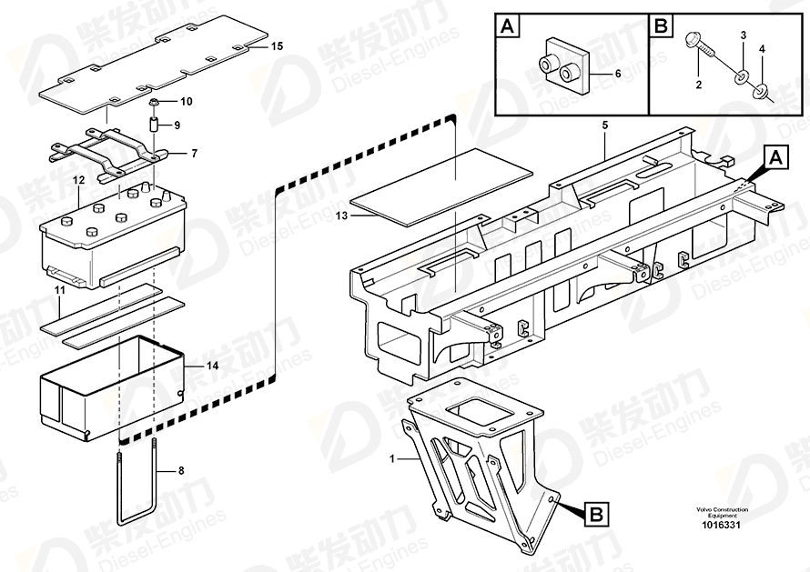VOLVO Battery retainer 11191874 Drawing