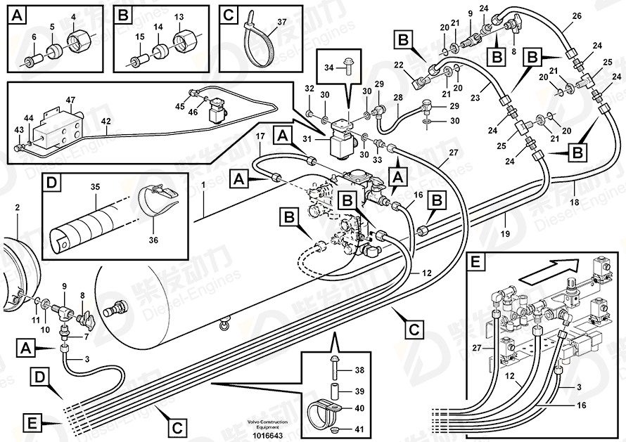 VOLVO Hose protection 15014443 Drawing VOLVO Hose protection 15014443 Drawing