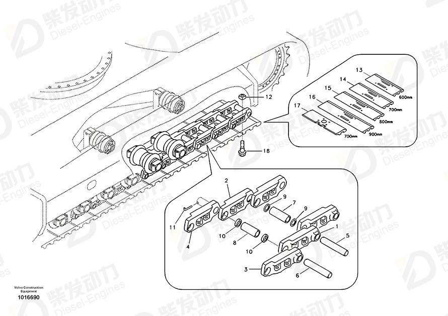VOLVO Track shoe 14561996 Drawing