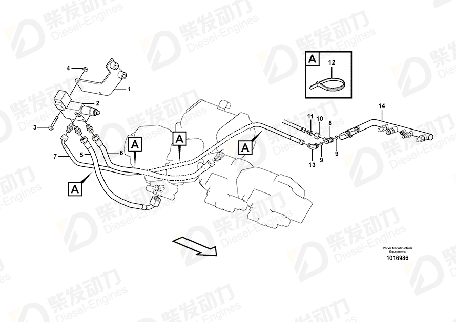 VOLVO Hose assembly 935970 Drawing VOLVO Hose assembly 935970 Drawing