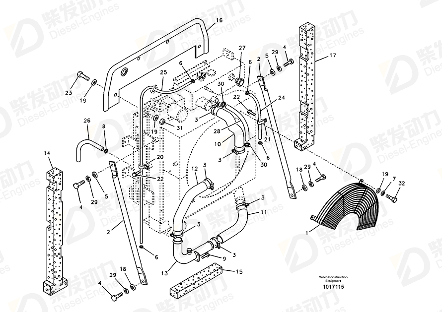VOLVO Cooling hose 14881148 Drawing VOLVO Cooling hose 14881148 Drawing