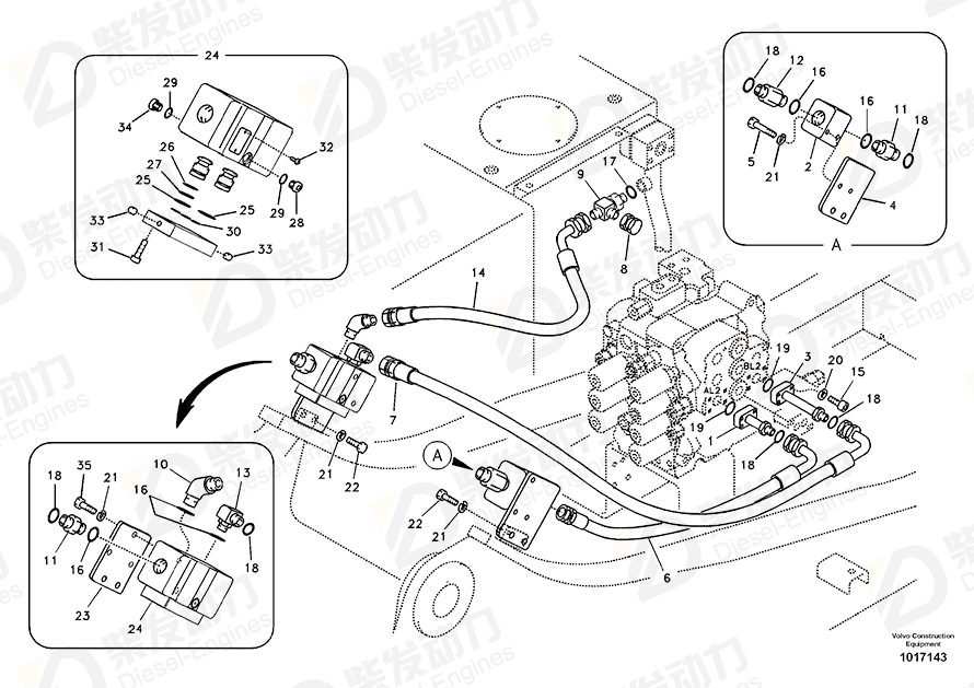 VOLVO Hose assembly 937171 Drawing