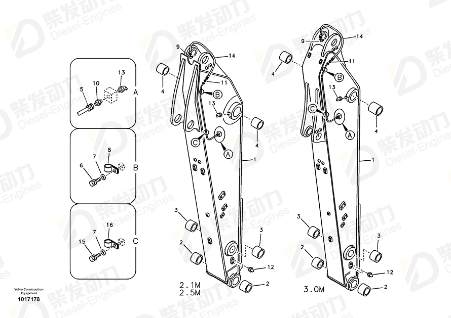 VOLVO Hose assembly 14880646 Drawing