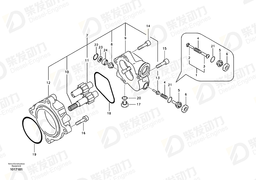 VOLVO Gear pump 14535461 Drawing