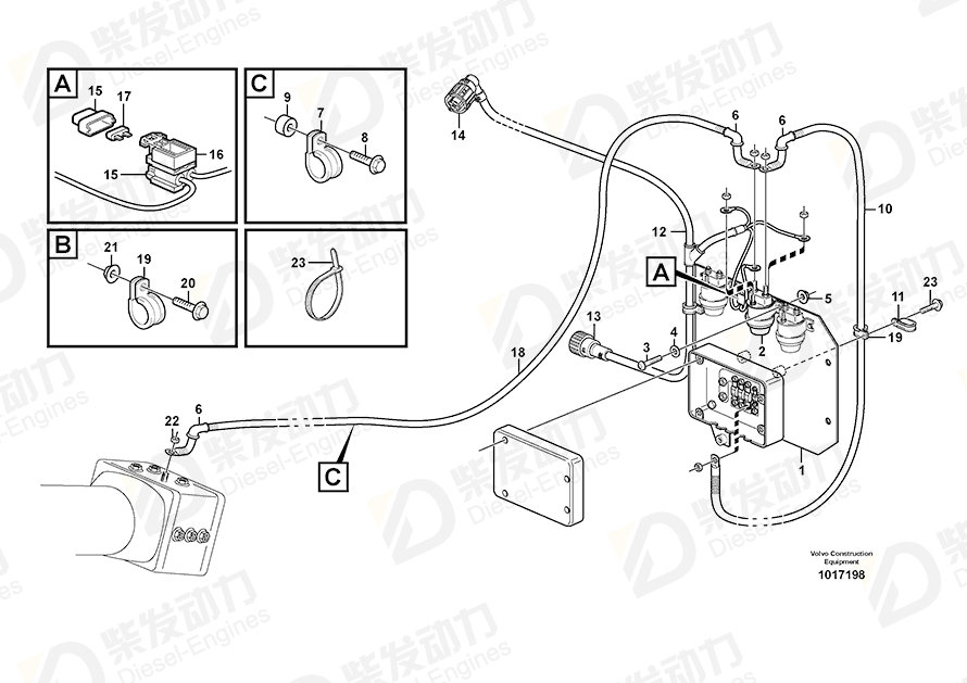 VOLVO El Cable 970733 Drawing