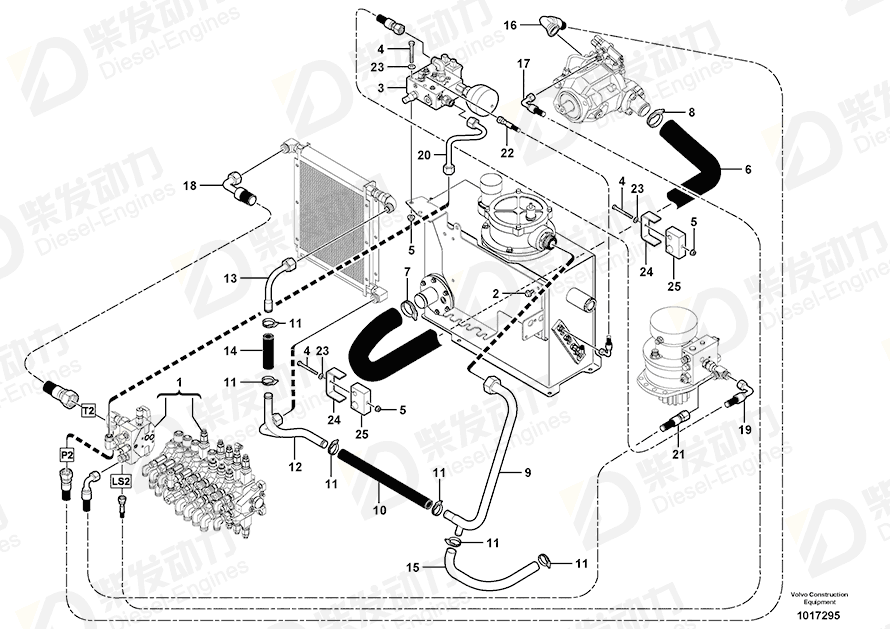 VOLVO Hose assembly 937095 Drawing VOLVO Hose assembly 937095 Drawing