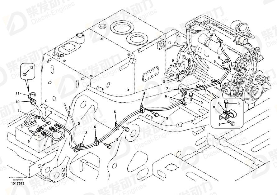 VOLVO Battery Cable 14503980 Drawing