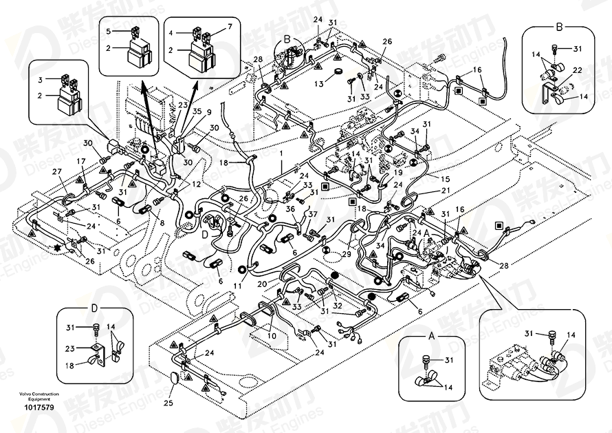 VOLVO Cable harness 14593562 Drawing
