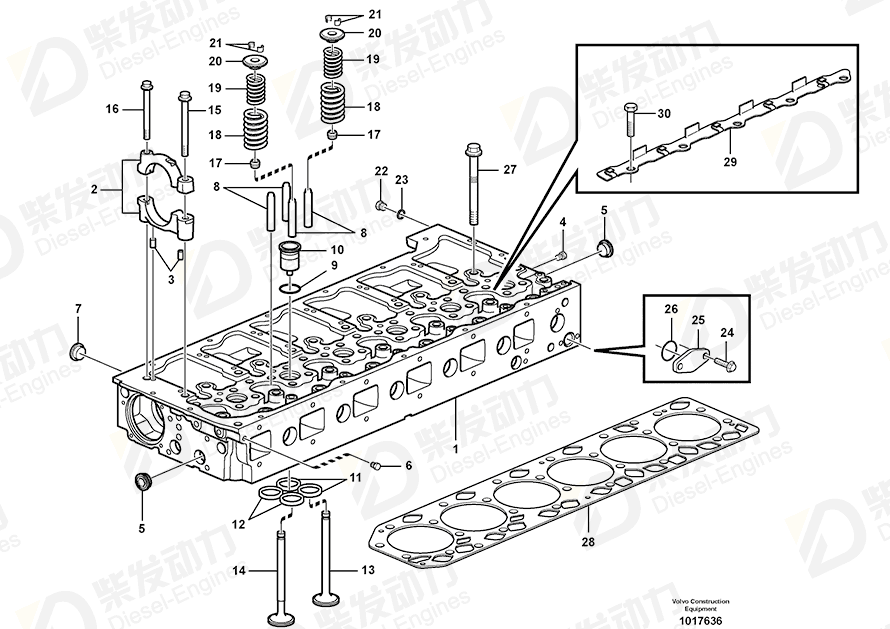 VOLVO Cylinder head 20702536 Drawing VOLVO Cylinder head 20702536 Drawing