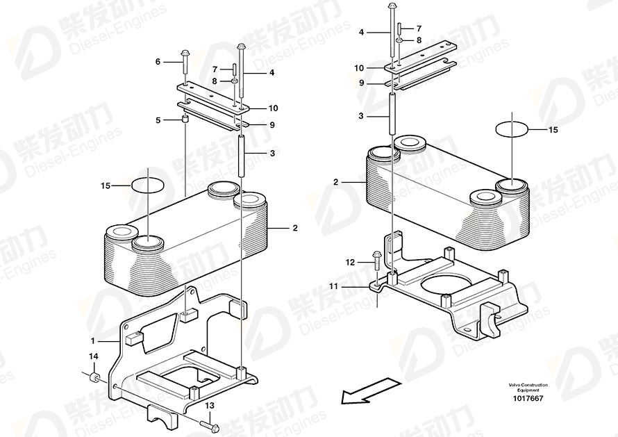 VOLVO Heat exchanger 11033628 Drawing