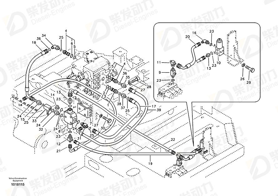 VOLVO Hose assembly 938126 Drawing