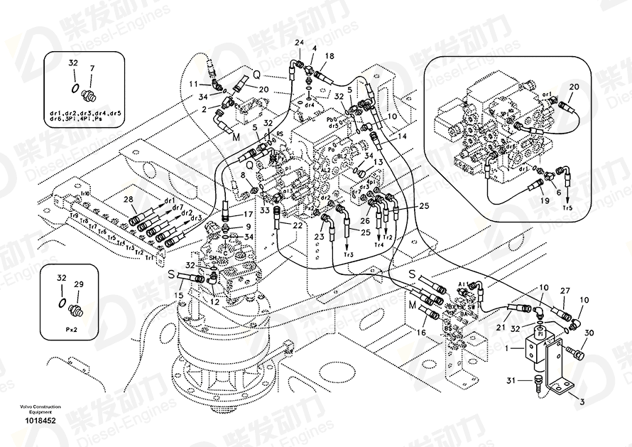 VOLVO Hose assembly SA9451-02223 Drawing