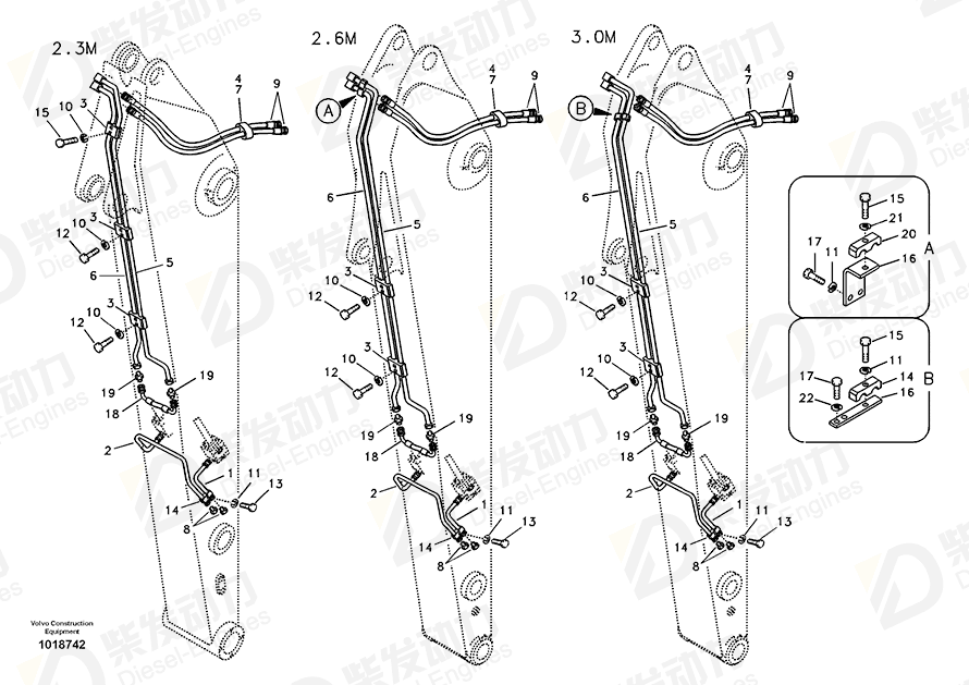 VOLVO Hose assembly 14880459 Drawing