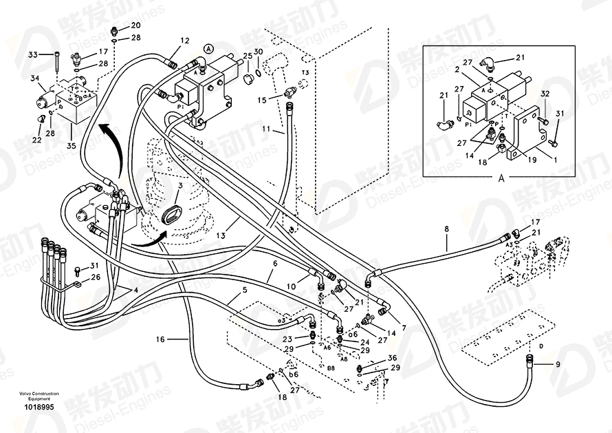 VOLVO Hose assembly SA9451-02230 Drawing