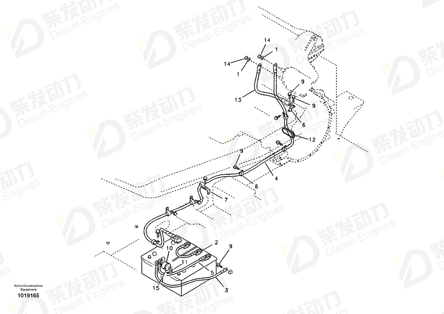 VOLVO Battery cable 14599462 Drawing