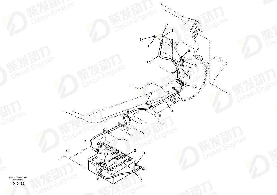 VOLVO Battery cable 14531355 Drawing VOLVO Battery cable 14531355 Drawing
