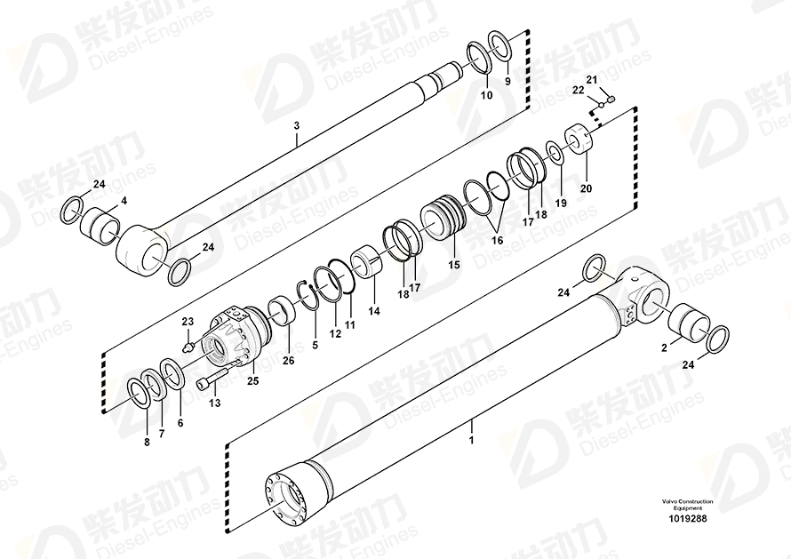 VOLVO Cylinder tube 14542074 Drawing