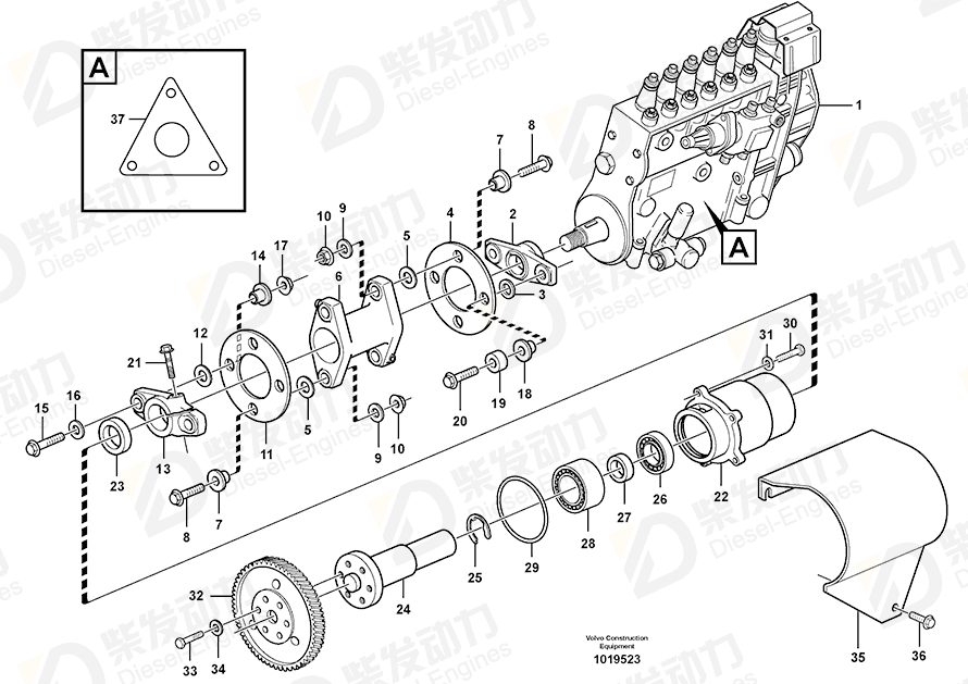 VOLVO Spacer sleeve 11162454 Drawing