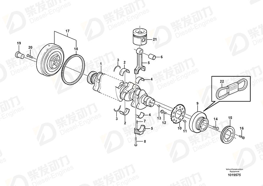 VOLVO Grooved pin 20459134 Drawing