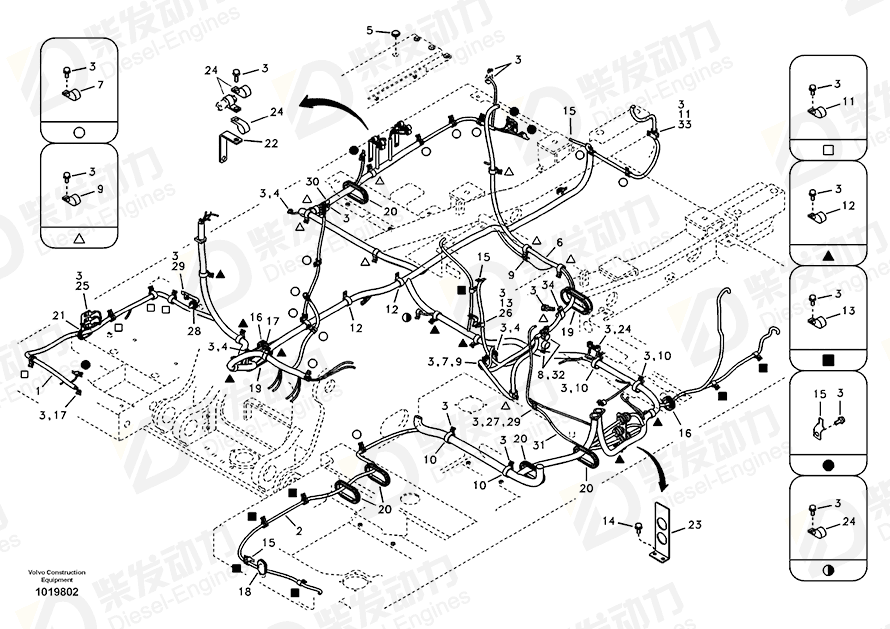 VOLVO Cable harness 14569838 Drawing