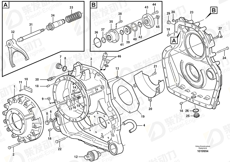 VOLVO Cylinder block 11144248 Drawing VOLVO Cylinder block 11144248 Drawing