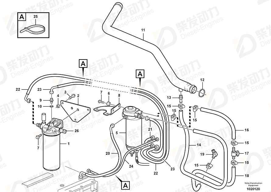 VOLVO Water pipe 11196681 Drawing