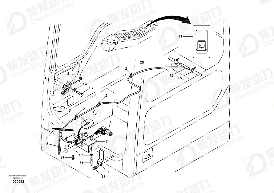 VOLVO Cooling hose 14881170 Drawing VOLVO Cooling hose 14881170 Drawing