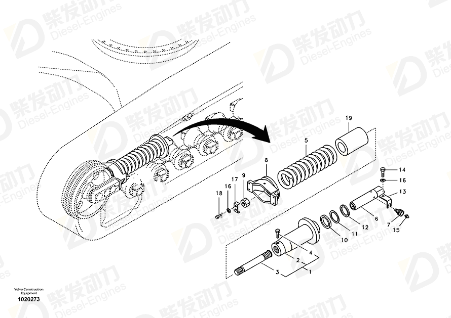 VOLVO Return Spring 14531465 Drawing VOLVO Return Spring 14531465 Drawing