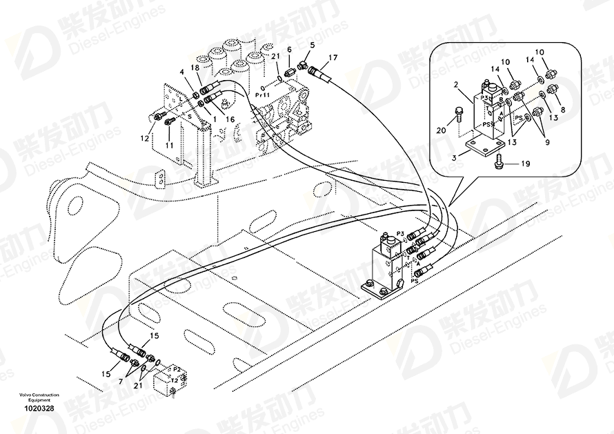 VOLVO Hose assembly SA9451-03241 Drawing