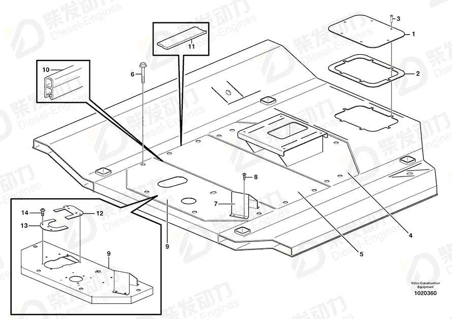 VOLVO Floor plate 11191228 Drawing VOLVO Floor plate 11191228 Drawing