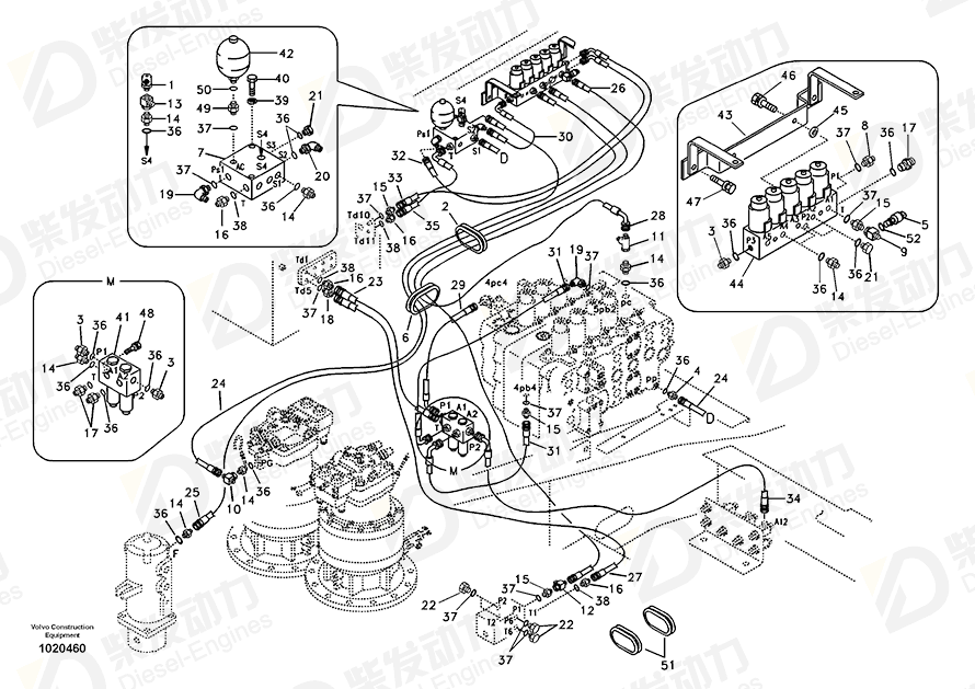 VOLVO HOSE ASSEMBLY SA9453-02254 Drawing