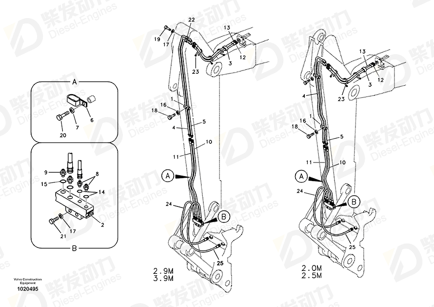 VOLVO Hose assembly 14880139 Drawing