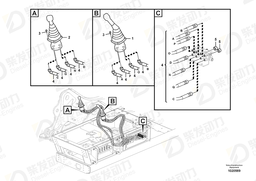 VOLVO Hose assembly 937872 Drawing VOLVO Hose assembly 937872 Drawing