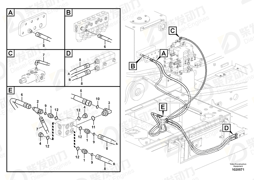 VOLVO Hose assembly 938320 Drawing