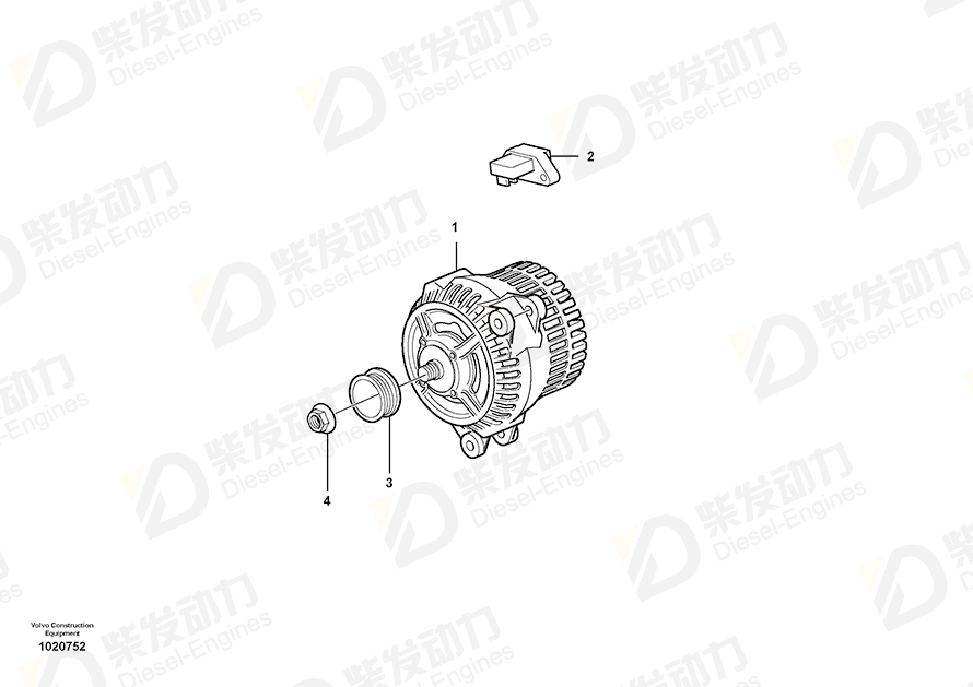 VOLVO Alternator 11170321 Drawing VOLVO Alternator 11170321 Drawing