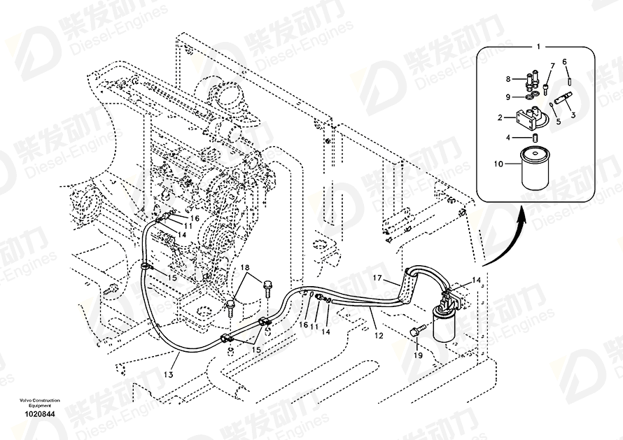 VOLVO Cooling hose 14881179 Drawing VOLVO Cooling hose 14881179 Drawing