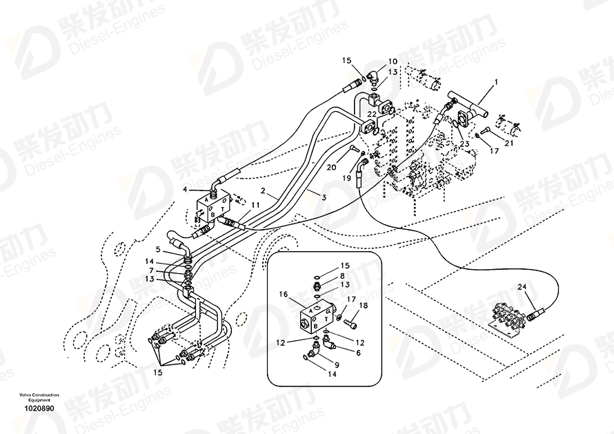 VOLVO Pipe line 14532092 Drawing