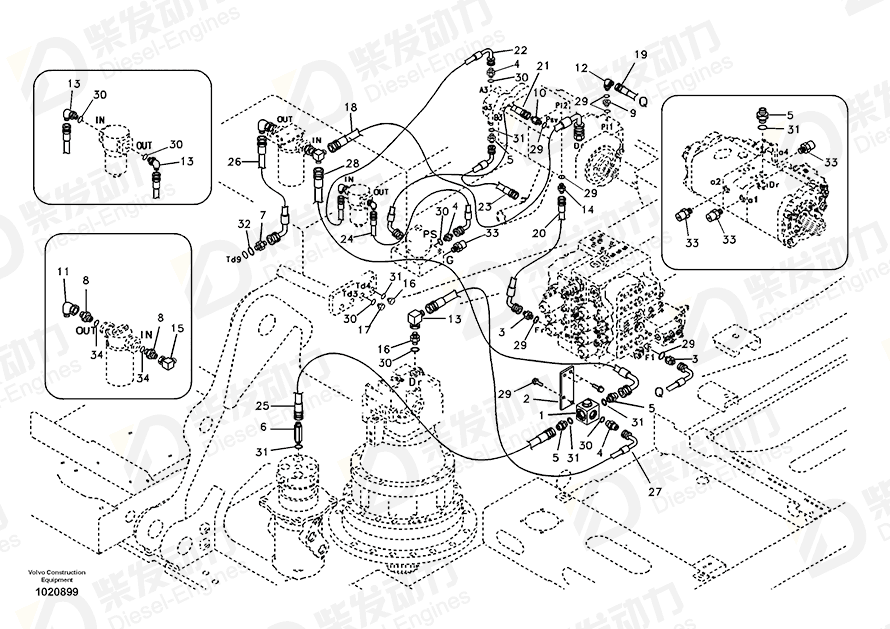 VOLVO Hose assembly SA9453-04313 Drawing VOLVO Hose assembly SA9453-04313 Drawing