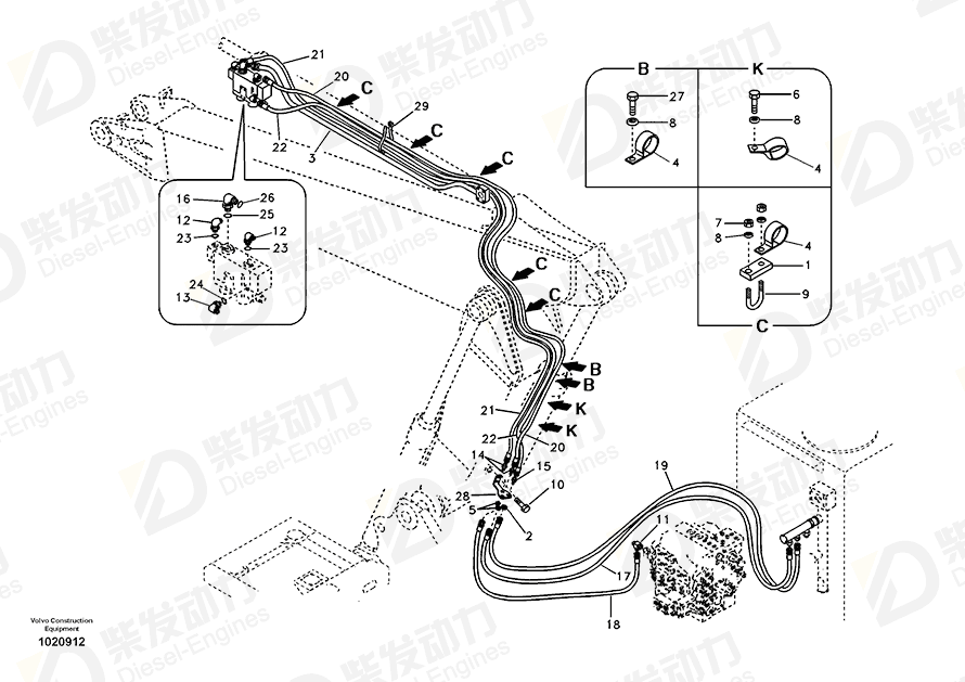 VOLVO Hose assembly SA9451-03347 Drawing VOLVO Hose assembly SA9451-03347 Drawing