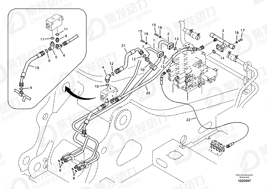 VOLVO Hose assembly SA9452-04320 Drawing VOLVO Hose assembly SA9452-04320 Drawing
