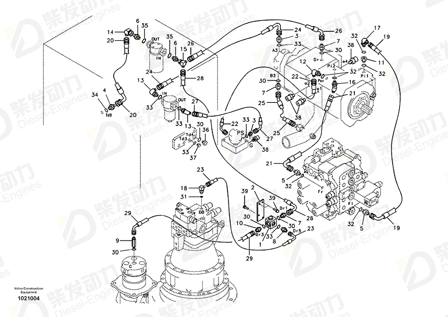 VOLVO HOSE ASSEMBLY SA9452-05211 Drawing