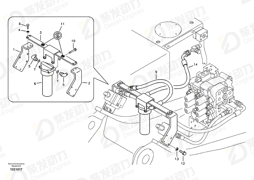 VOLVO Hose assembly SA9452-06221 Drawing VOLVO Hose assembly SA9452-06221 Drawing