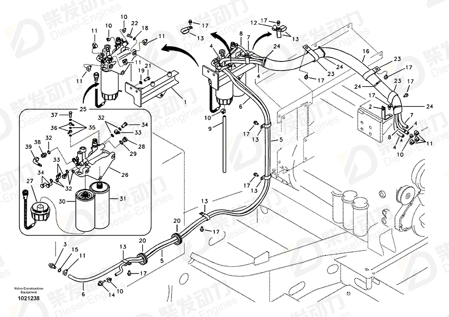VOLVO Fuel filter 11423459 Drawing