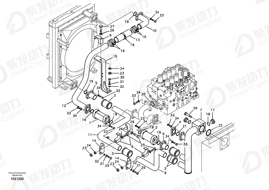 VOLVO Pipe 14543537 Drawing