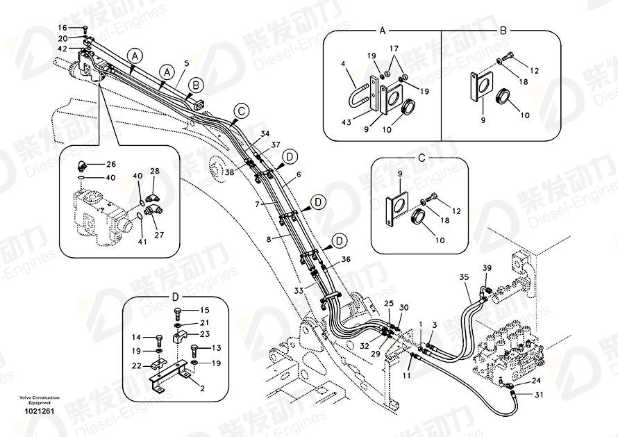 VOLVO Hose assembly SA9453-04324 Drawing