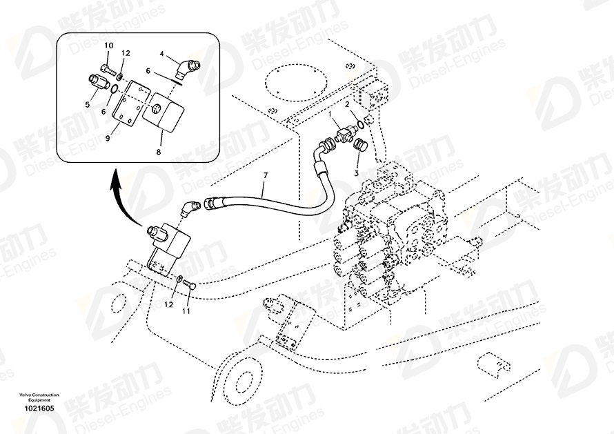 VOLVO Hose assembly SA9452-07219 Drawing VOLVO Hose assembly SA9452-07219 Drawing