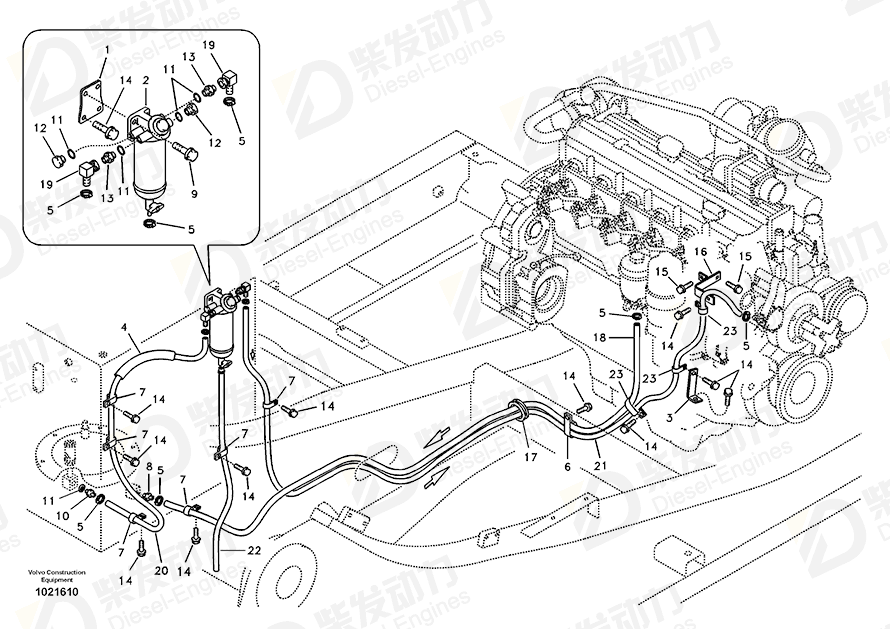 VOLVO Fuel hose 14548265 Drawing