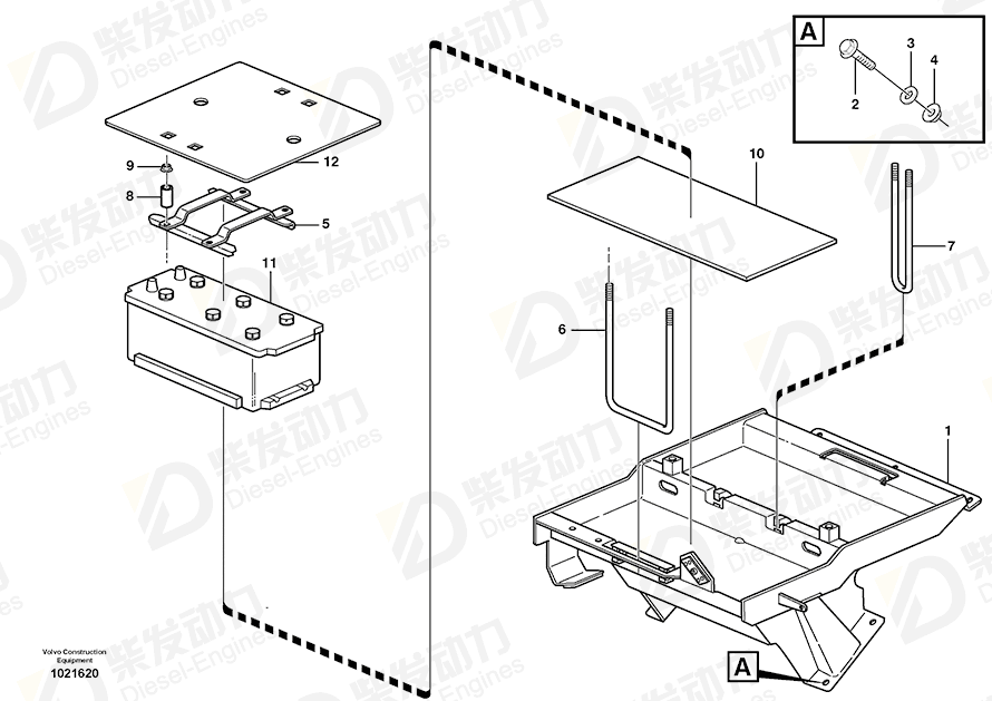VOLVO Battery retainer 11193413 Drawing VOLVO Battery retainer 11193413 Drawing