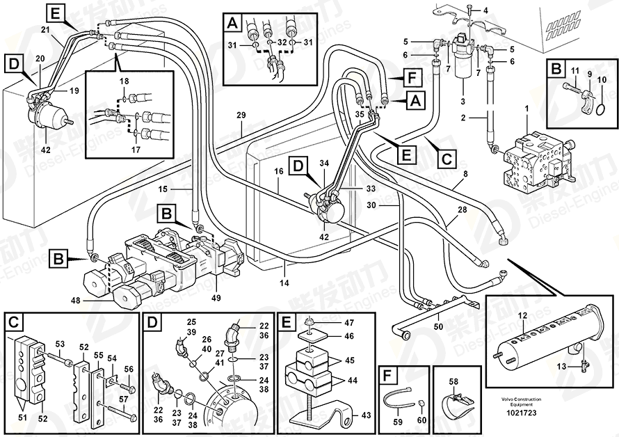 VOLVO Hose assembly 935793 Drawing VOLVO Hose assembly 935793 Drawing